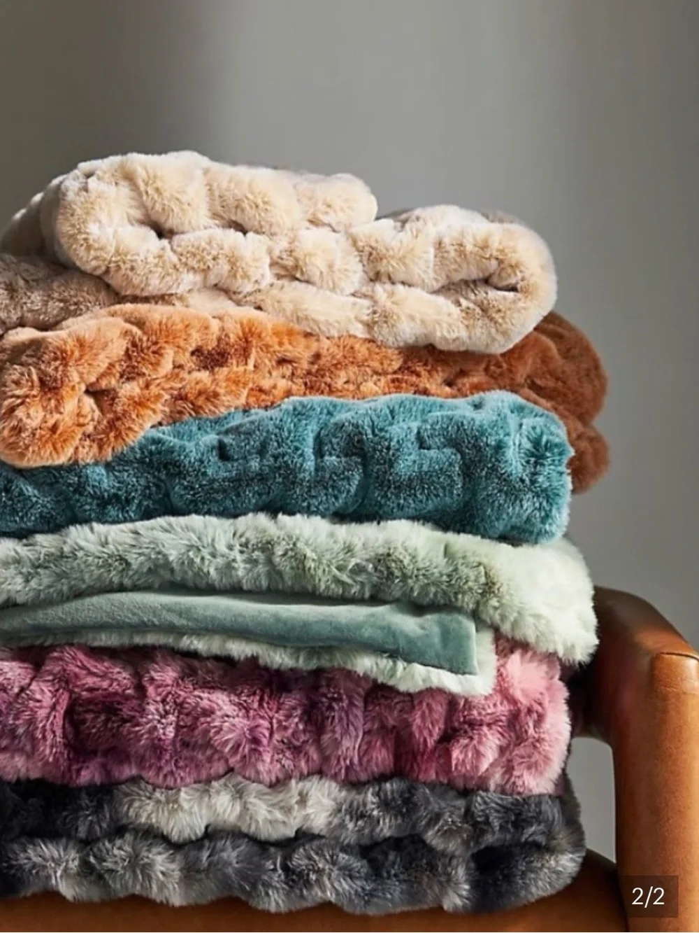 Anthropologie Luxe Faux Fur Throw Blanket
